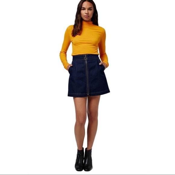 Topshop Moto Full Zip Denim Mini Skirt - Picture 2 of 16